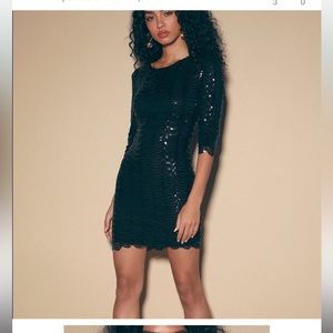 Lulus Black star dust sequin bodycon dress in xs